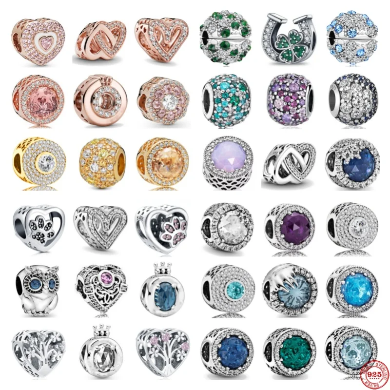 

2024 New 925 Sterling Silvering Flower Fourleaf Clover Charm of ley 925 Chain Beaded Fit Original Bracelet DIY Ladies Jewelry