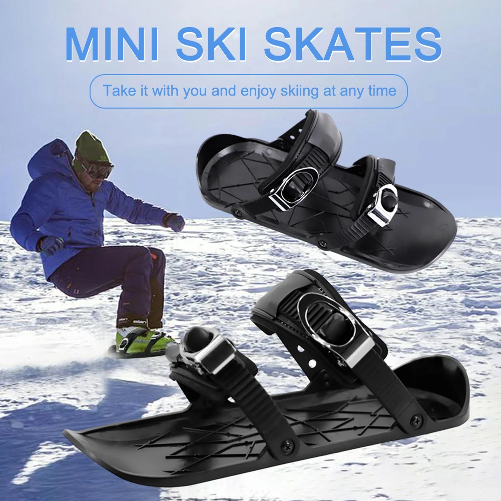 Mini patins de esqui curtos ajustáveis portáteis sapatos de esqui mini lâminas de neve sapatos de snowboard para esportes ao ar livre de inverno