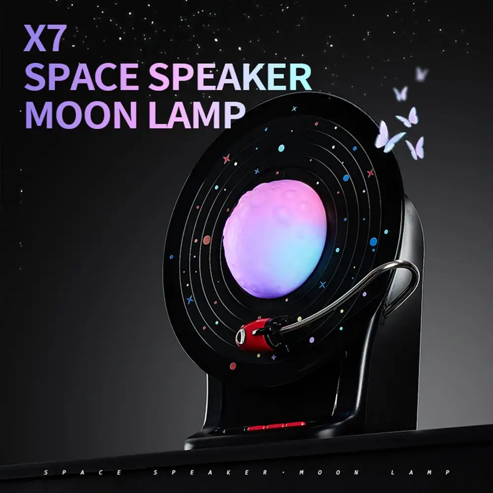 Space VIntage Bluetooth Speaker Retro Colorful Ambient Moonlight Soundbar Wireless Stereo Music Player Support TF Card AUX