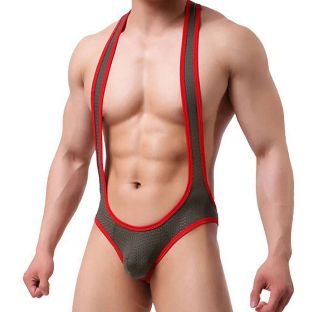 

Men's Sexy Elastic Jockstrap Backless Leotard Ultra-Thin Underwear Sissy Bulge Pouch Jumpsuit Male Breathable Bodysuit Briefs