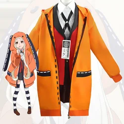 Rune Yomozuki Runa Cosplay Kostüm Anime Kakegurui zwanghafte Spieler Frauen orange Hoodie Reiß verschluss Jacke Mantel