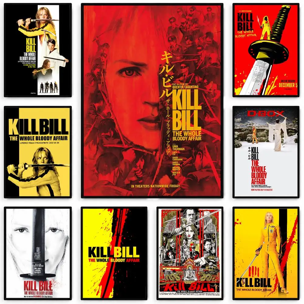 Sharp Movie KillBill Poster Waterproof Self-adhesive Stickers, Coffee Dorm Bedroom Wall Decals, Gift