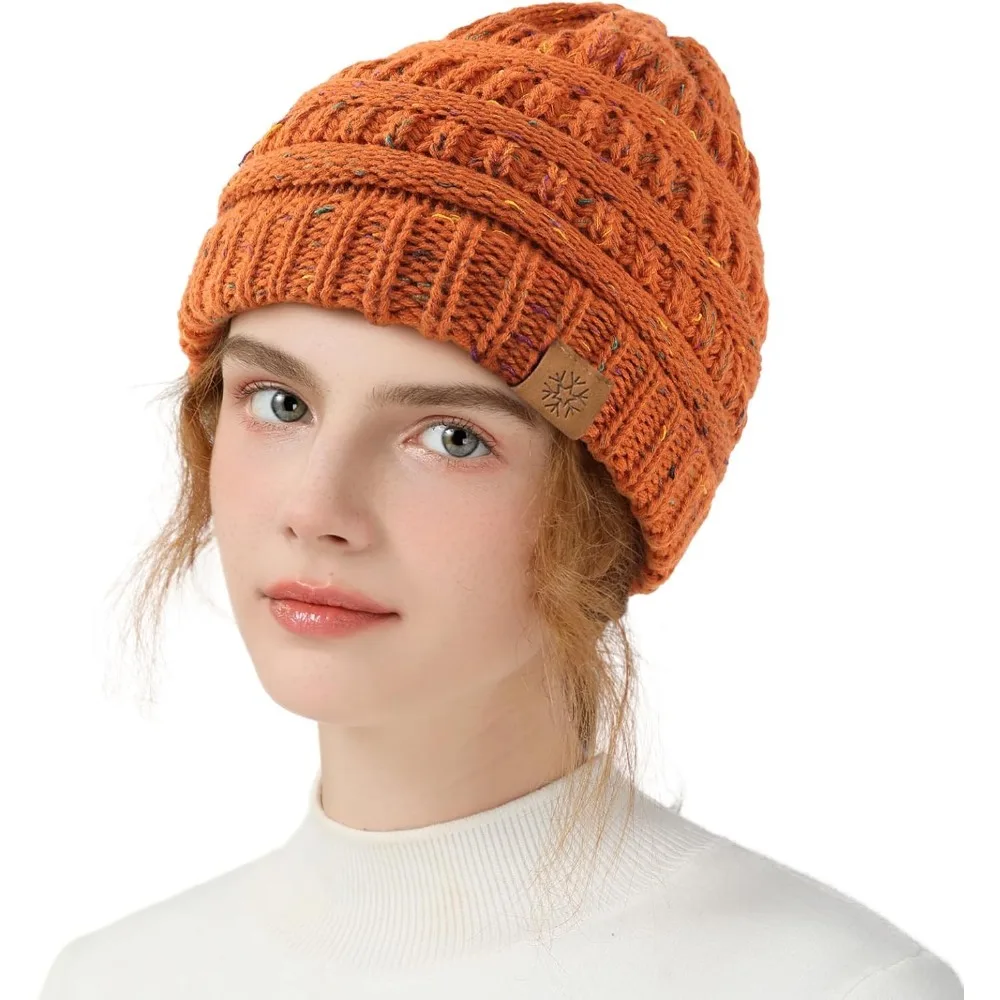 Topi musim dingin wanita yang tebal dan lembut, topi rajutan kasual, topi rajutan elastis yang lucu.