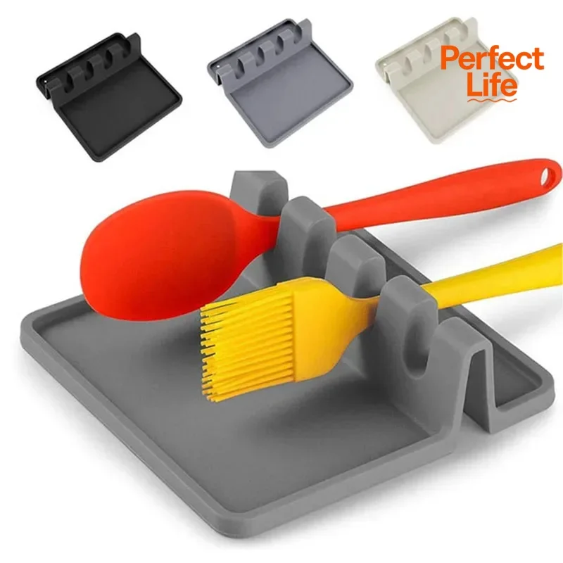 Multifunctional Shelf Organizer Non-Slip Storage Pad Silicone Tableware Drying Kitchen Utensil Rack Rest Holders Fork Spatula