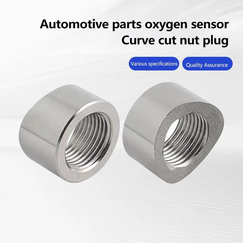 Stainless Steel Oxygen Sensor Curved Cut Nut Plug 1 Set Long Lasting for Vehicle Repair Workshop Use