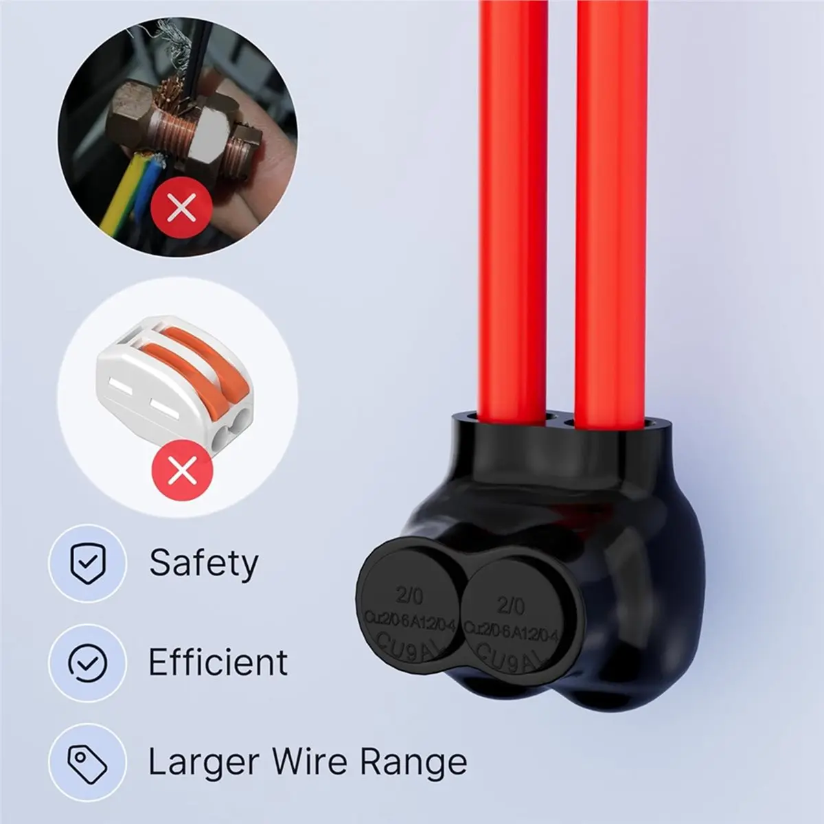 update. 3X Insulated Connector 2 Port Multi Tap Connector 2/0-6 AWG Single-Sided Entry Wire Connectors Slotted Hex