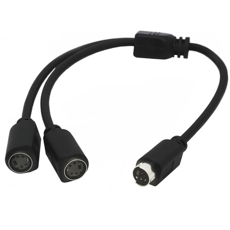 S-Video 4 Pin Mini DIN Y Splitter Connectors Cable Extension Cable 4 Pin S-Video Male to 2 Female Splitter for TVs VCRs