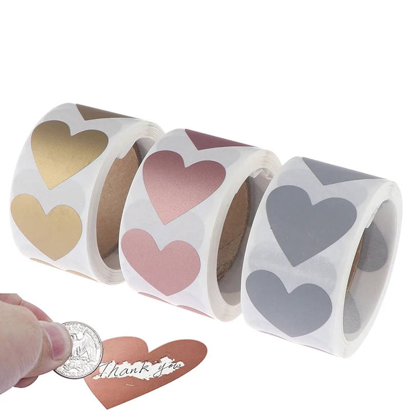 Rotolo di 300 adesivi antigraffio adesivi a forma di cuore, ideali per giochi fatti a mano e decorazioni di cancelleria
