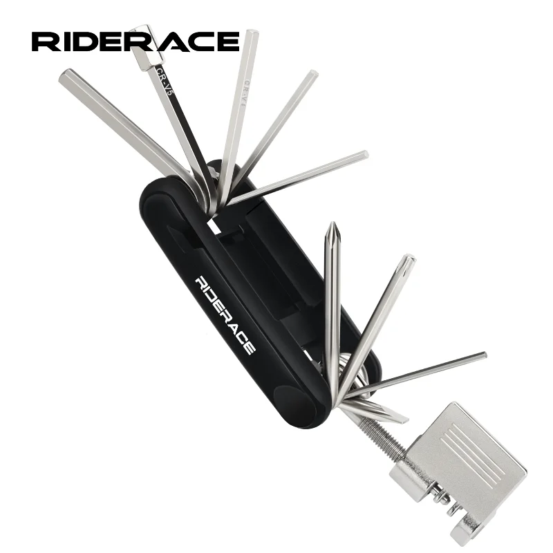 RIDERACE Portable Bike Repair Tool 12 in 1 Chain Splitter Cutter Hex Spoke Wrench Screwdriver Multitool For Bicycle Multi Tools