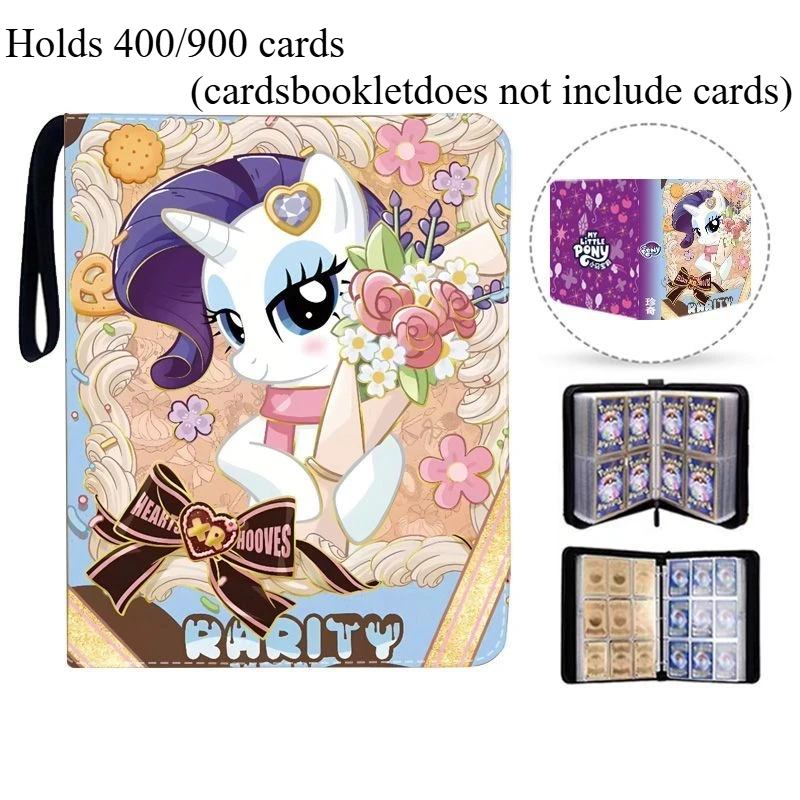 Album-de-tarjetas-my-little-pony-de-400-900-piezas-carpeta-con-4-9-ranuras-para-tarjetas-colecciones-con-cierre-carpeta-con-doble-bolsillo-con-cierre