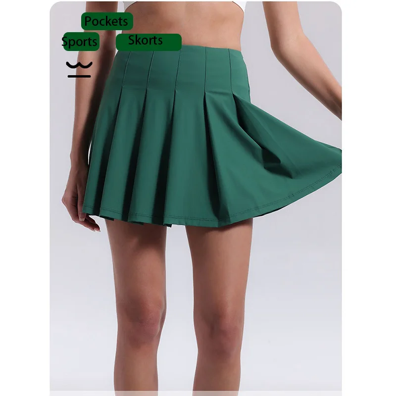 Aiihuug skorts de tênis resistentes a vinco bolsos plissados saias esportivas elásticas shorts de corrida saia skorts de golfe