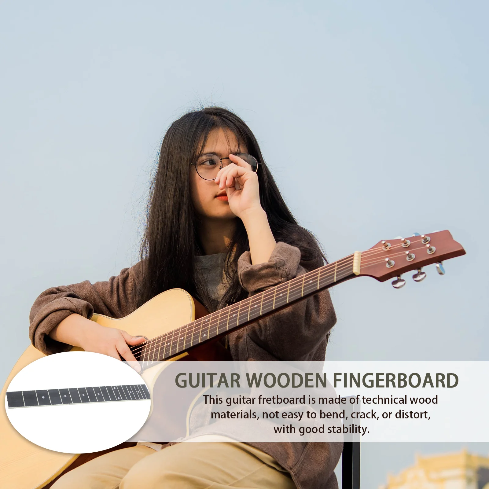 Electric Guitar Wood Fingerboard Ukulele Fretboard Replacement 43x55cm Plate Technical Wooden Folk Black Acoustic