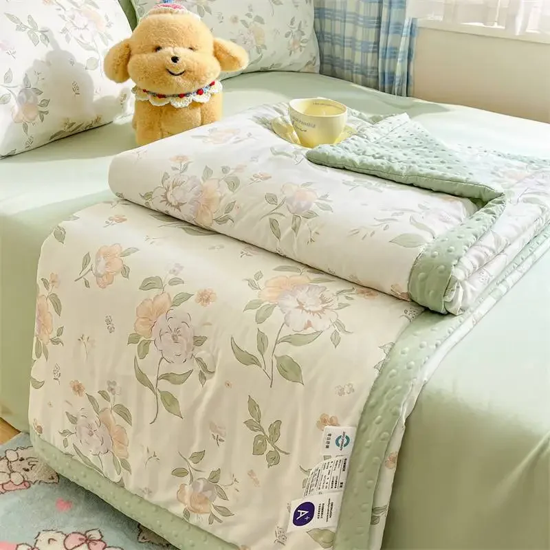 

2025 new class A washed cotton Doudou summer quilt series printing summer air conditioner quilt sheet summer quilt