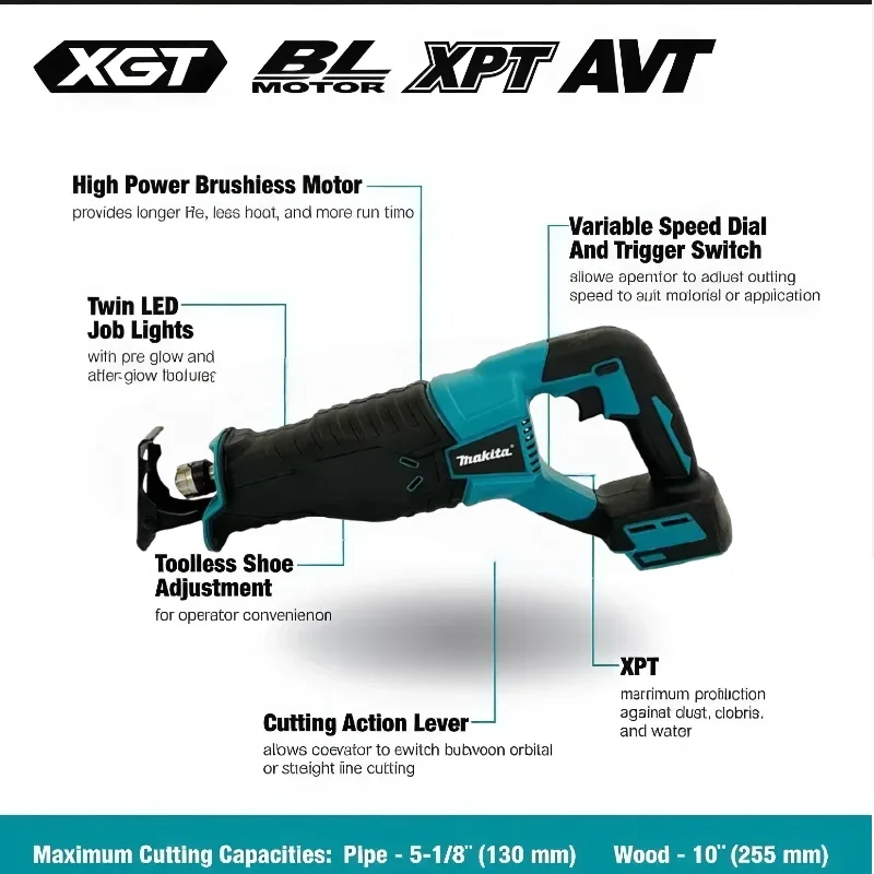 ماكيتا 20V18V بطارية فرش الترددية المنشار الترددي أدوات كهربائية لاسلكية محمولة مع 4 قطعة شفرات المنشار #5