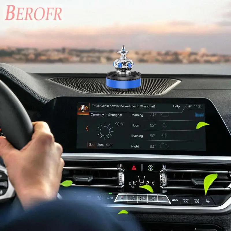 Car Air Freshener Diffusers Solar Powered Crown Car Perfume Aromatherapy Vent Clip Car Air Vent Accessories Creative Perfume