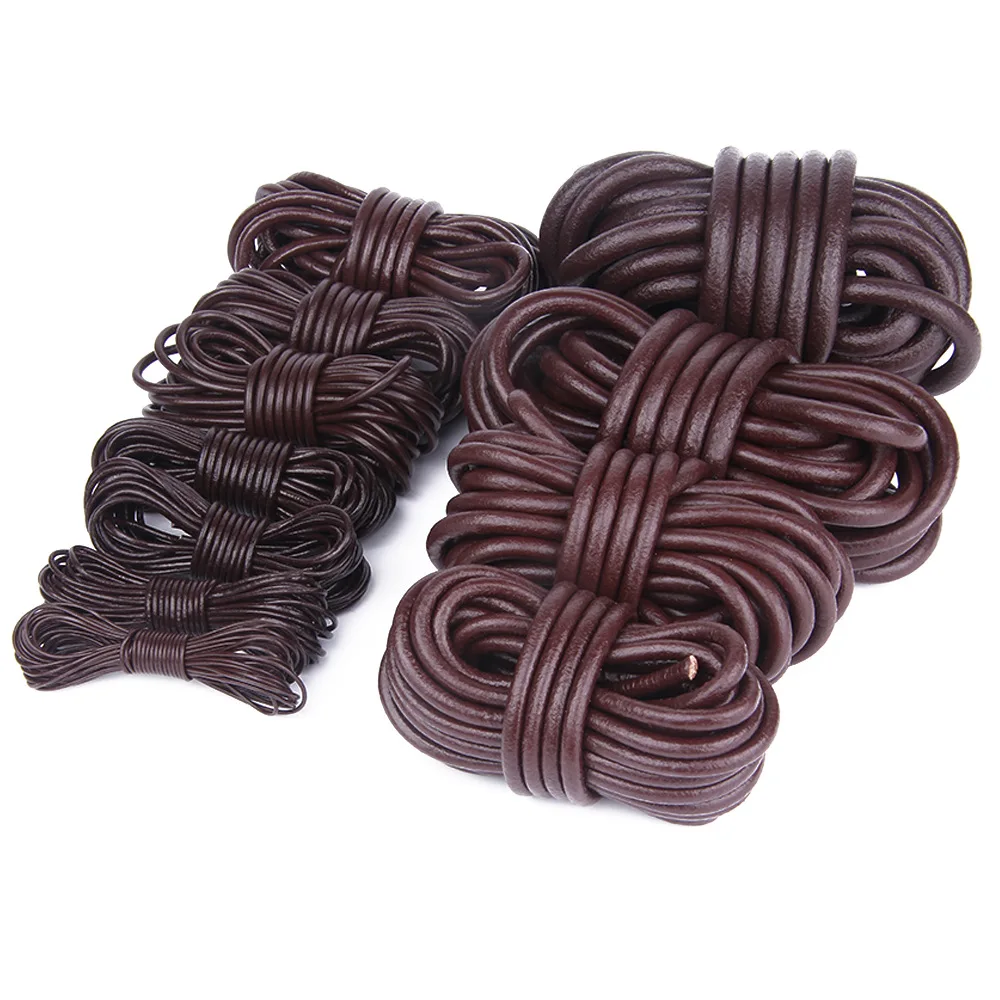 2M/Lot Breite 1-8mm Echte Runde Lederschnur Echtes Rindslederband Seil für DIY Halsketten Armbänder Schmuckherstellung Zubehör – Detail 3