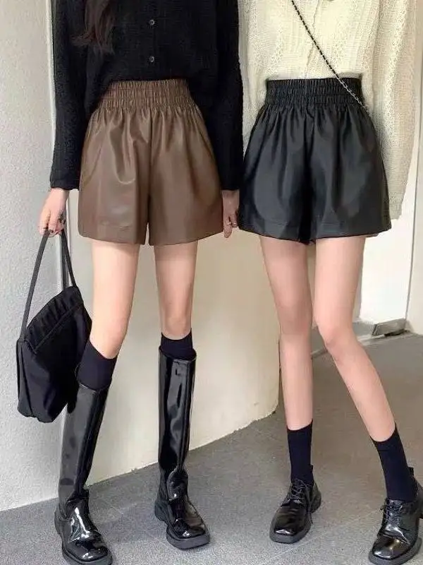 

Korean High Waist Thin Aline Leg Casual orts Women's Loose Fit Cleanfit Sle mid Low Waist PVC Material for Middle-aged Women