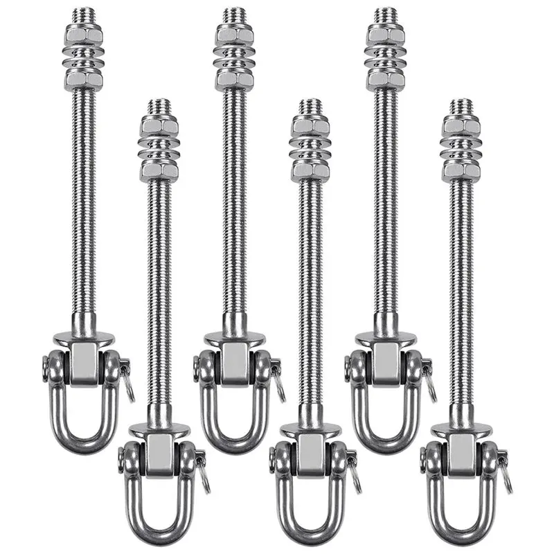 

L60A I-& Wood Hanger(8 Pcs), Permanent Anti-Rust Stainless Steel Heavy Duty Swing Swivel Hooks, Yoga Hammock Chair Sand