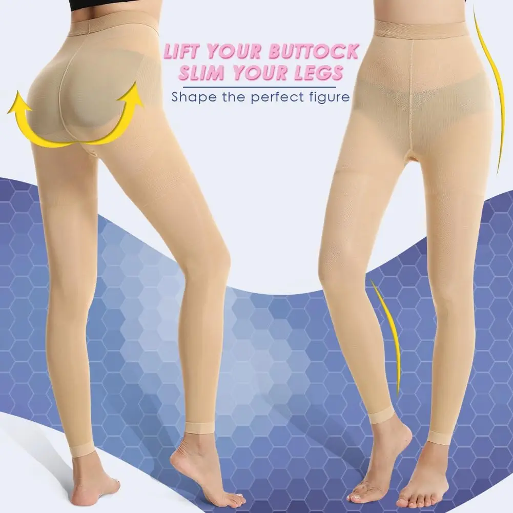 Medical Compression 20-30 MmHg Thin Footless Graduated Support Pantyhose for Women High Waist Circulation for Varicose Veins