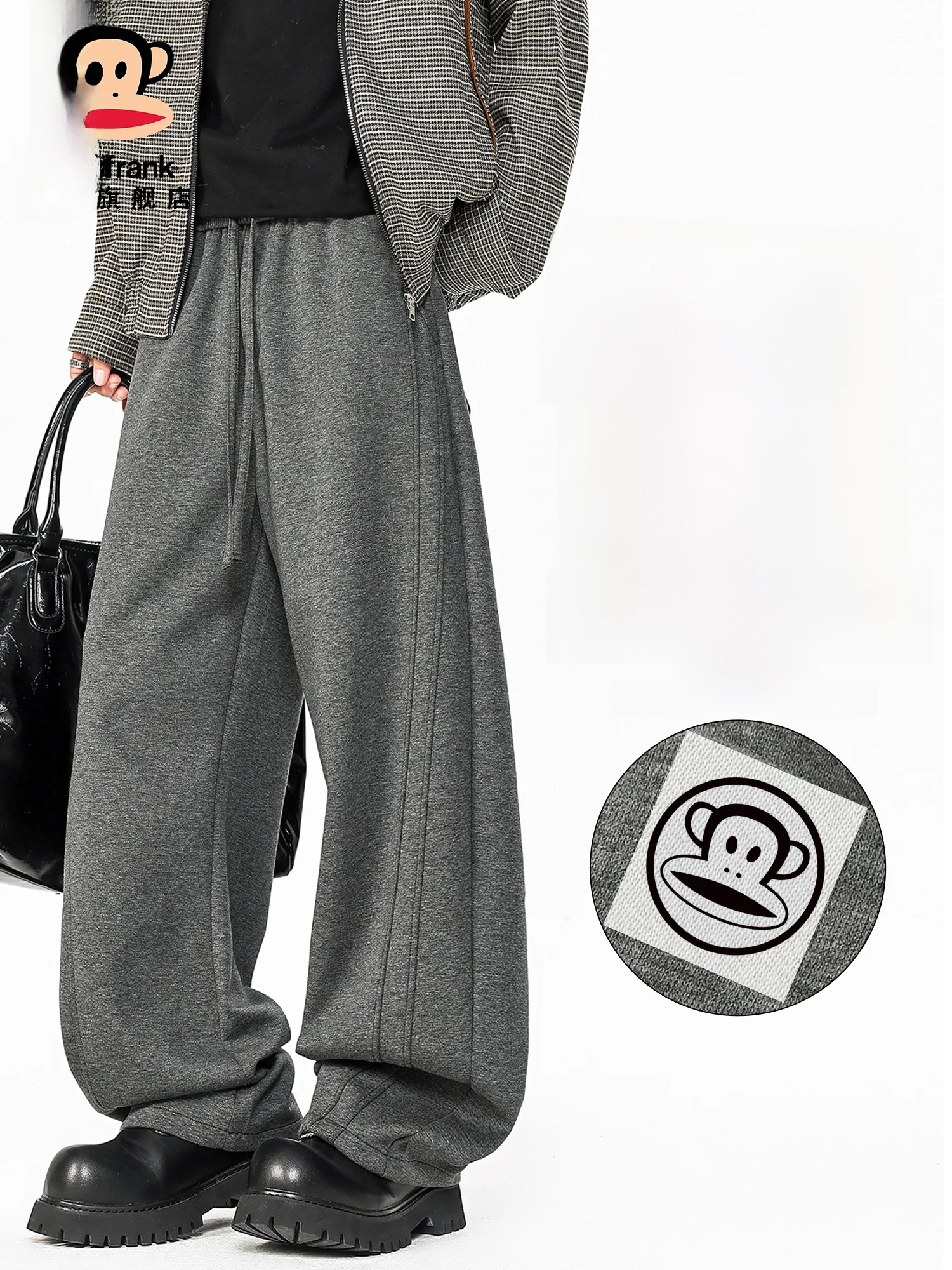 

Свободные повседневные брюки M-размера, весенние, широкие, спортивные, молодежные, модные, из смесового хлопка, с эластичным поясом