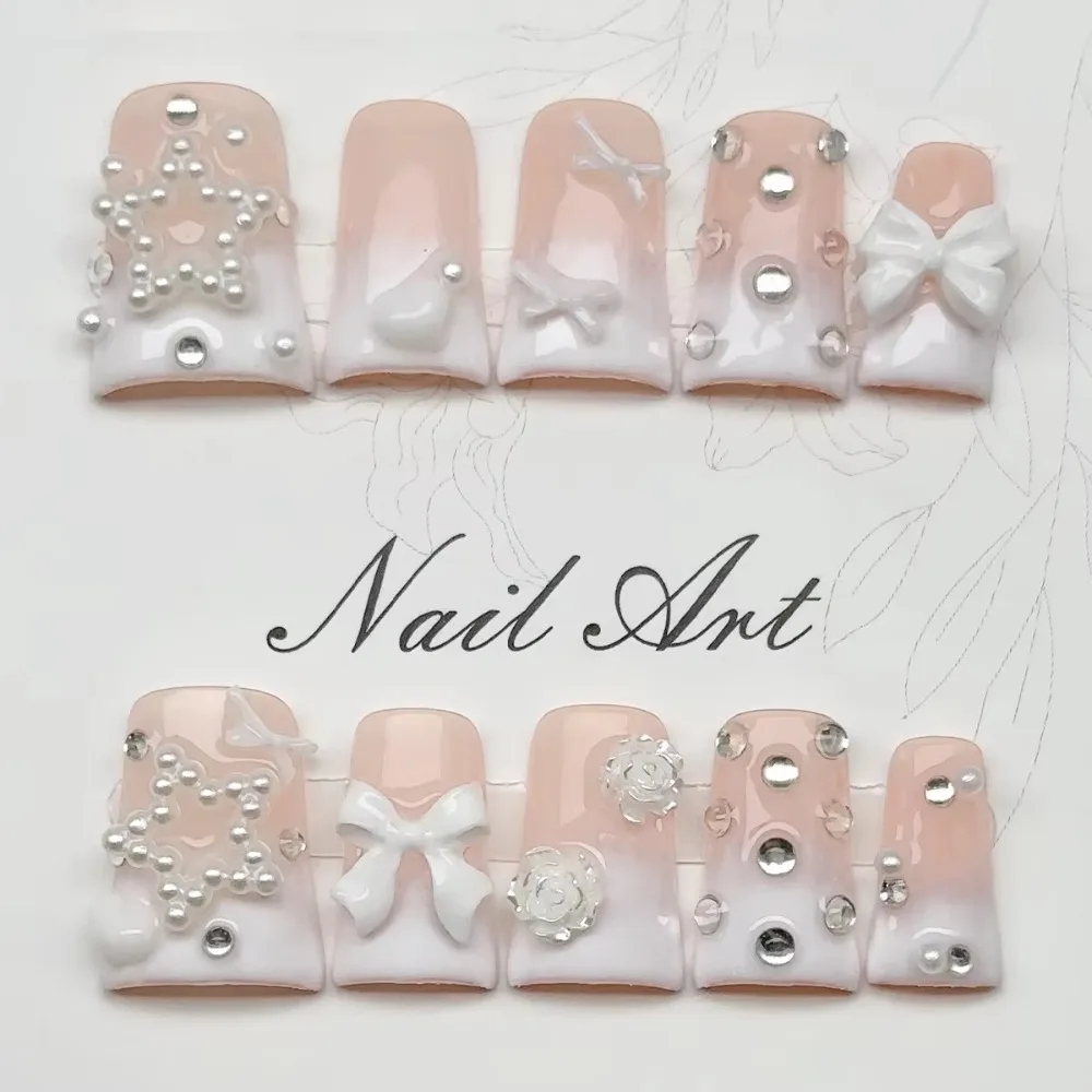 Press on Nails Cute Cartoon Design Sweet Style Whitening Effect Affordable False Nails Wholesale Popular Girl Nails
