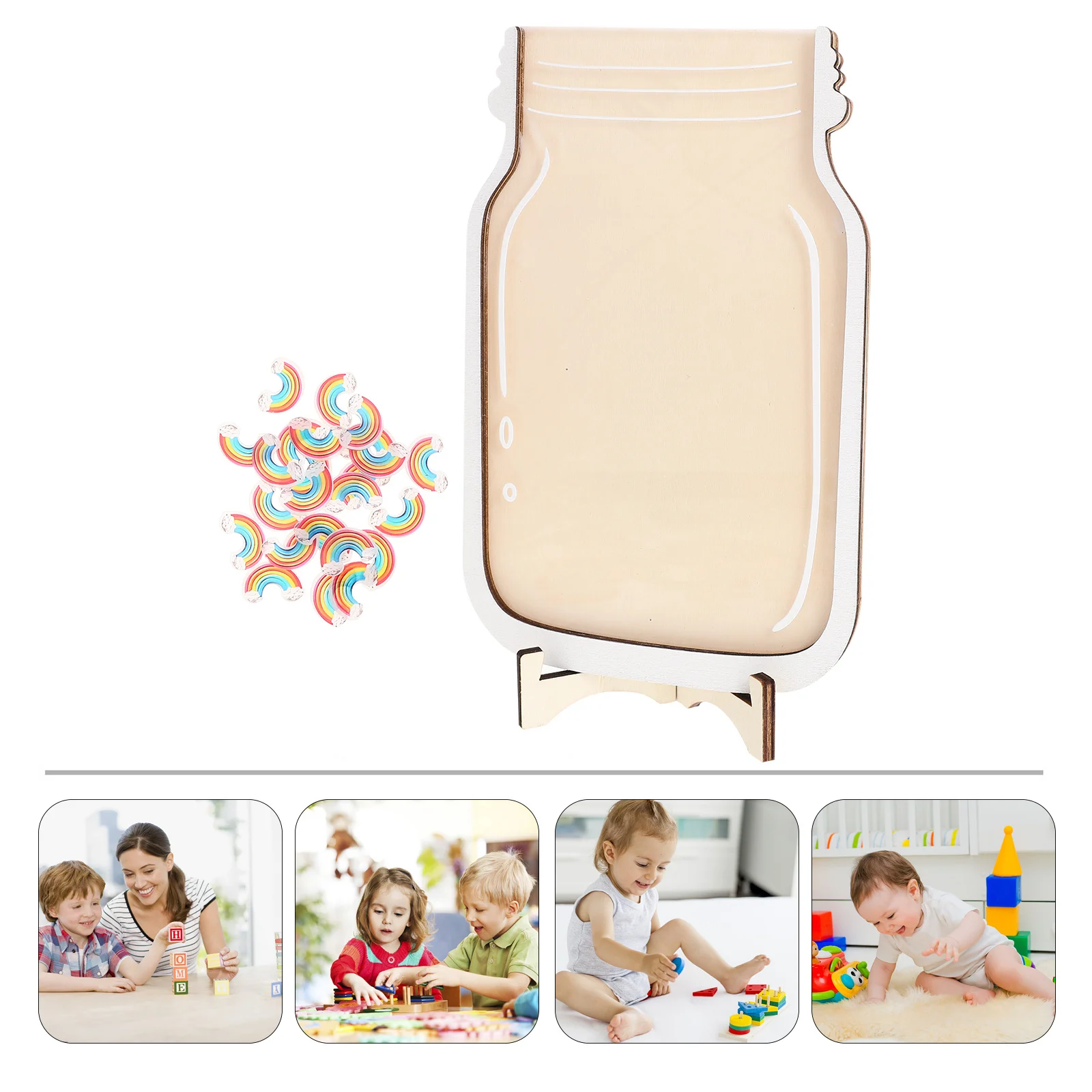 

1Set Wooden Reward Jar for Learning Motivation Gift Rainbow Reward System Home School Tracking Progress Chart