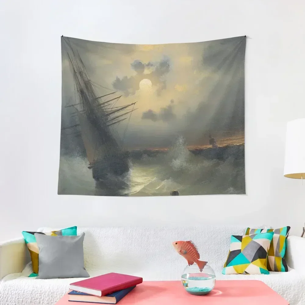 

Ivan Aivazovsky (1817 - 1900): A Sailing Ship on a High Sea by Moonlight, 1840s, Oil on board, 24.6 x 19.2 cm Tapestry