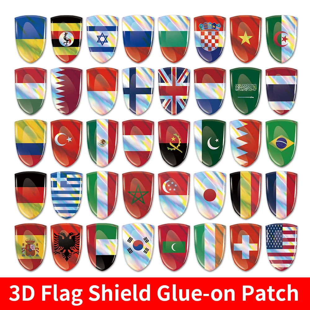 

2pcs Epoxy Shield shape Flags Stickers Car Interior Decoration Decal For Britain Ital Spain Saudi Arabia USA U·A·E Algeria Katar