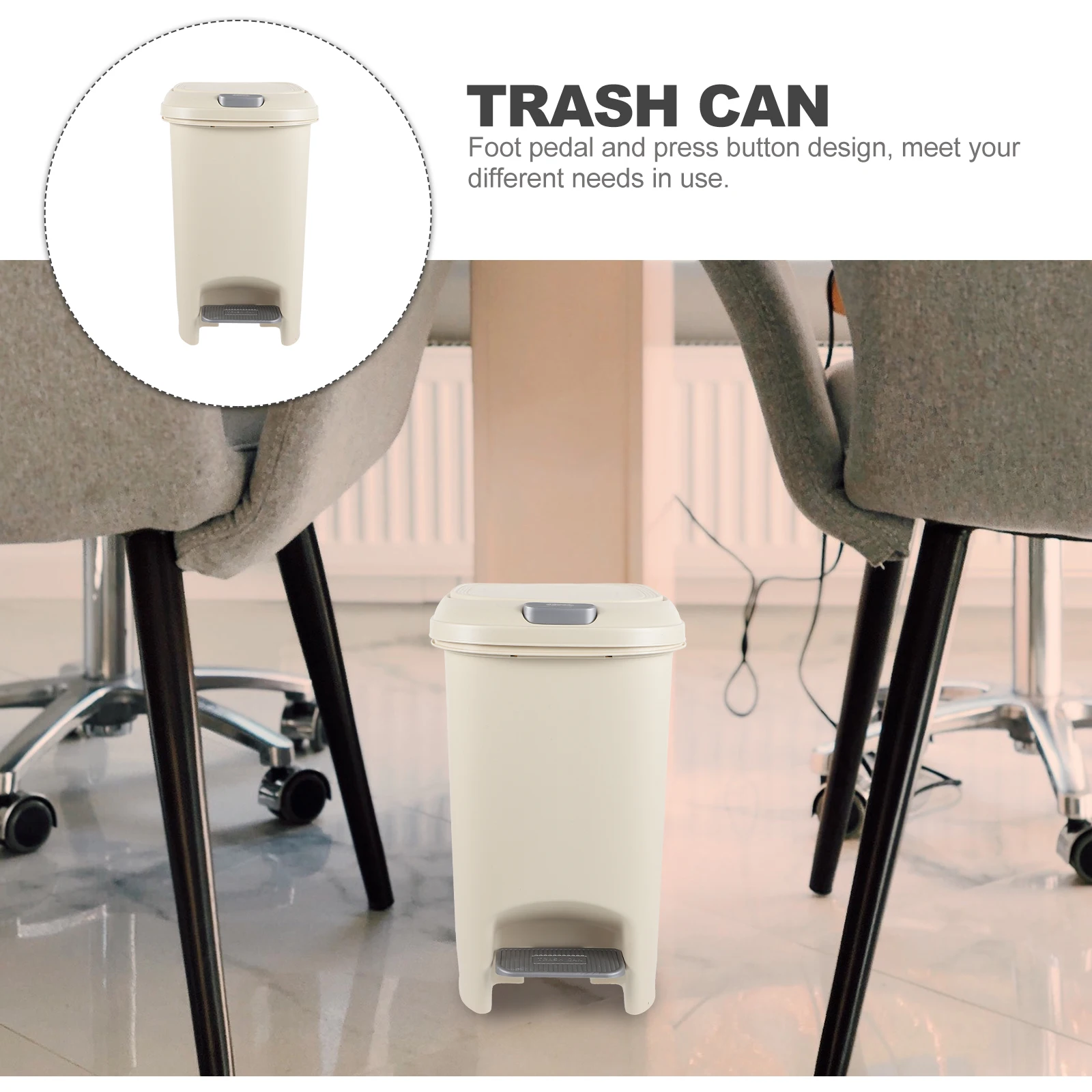 

Foot Operated Trash Can 8L Slim Waste Basket Lid Household Bathroom Garbage Container Ring Type Detachable Inner Bucket Large
