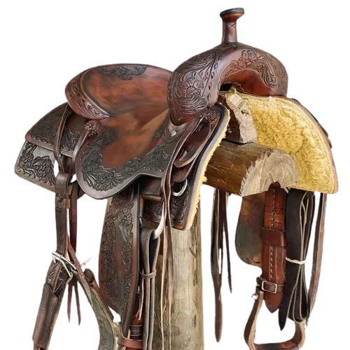 

Premium Horse Saddle With Reinforced Tree And Breathable Seat For Cowgirl Riding Western Genuine Leather