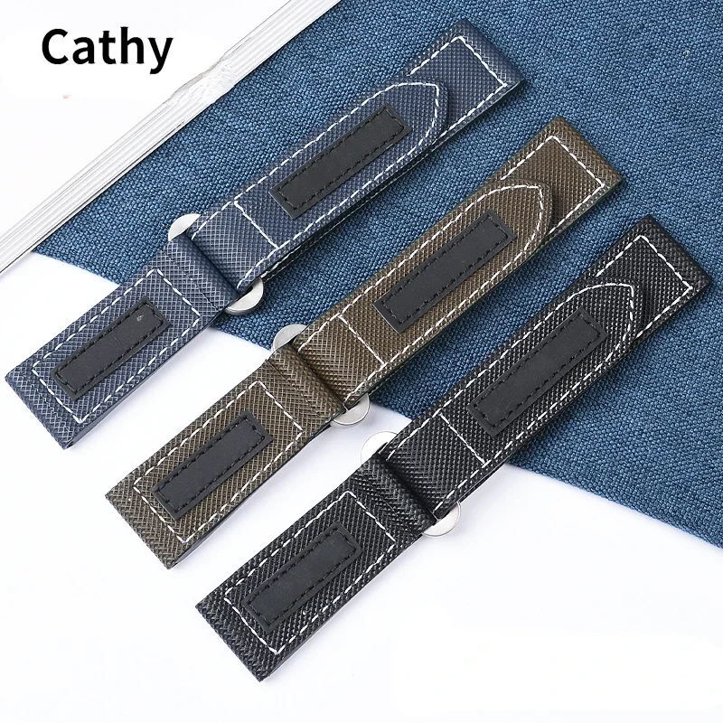 Carbon Fiber Plaid Nylon Hook and Loop Fastener Watch Strap for Panerai Luminor Series Pam01118 Pam01119 Men Watchband 24mm