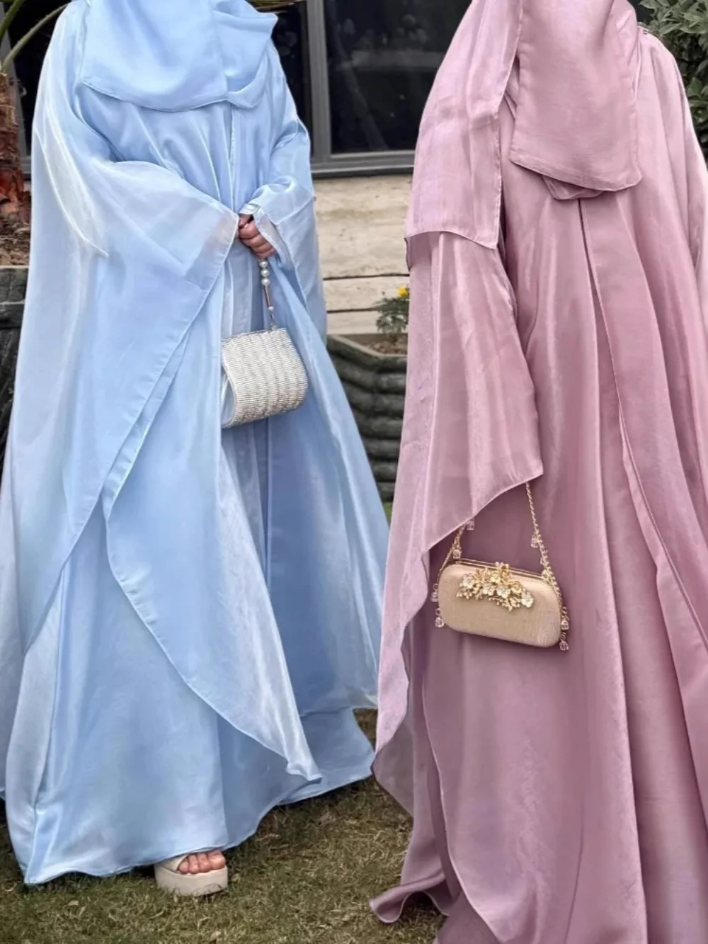 

Eid Women Silky Abaya Cardigan Satin Party Dress Loose Jalabiya Ramadan Long Abayas Vestidos Largos Kaftan Arab Long Robe 2025