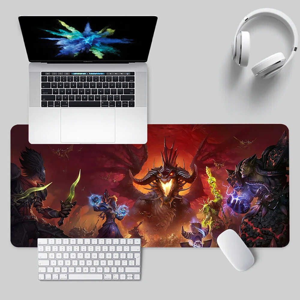 

Классический игровой коврик для мыши W-Warcrafts с HD-печатью, для компьютерных геймеров, с фиксирующим краем, нескользящий, XXL 90x40 см, для клавиатуры и ПК, настольный коврик