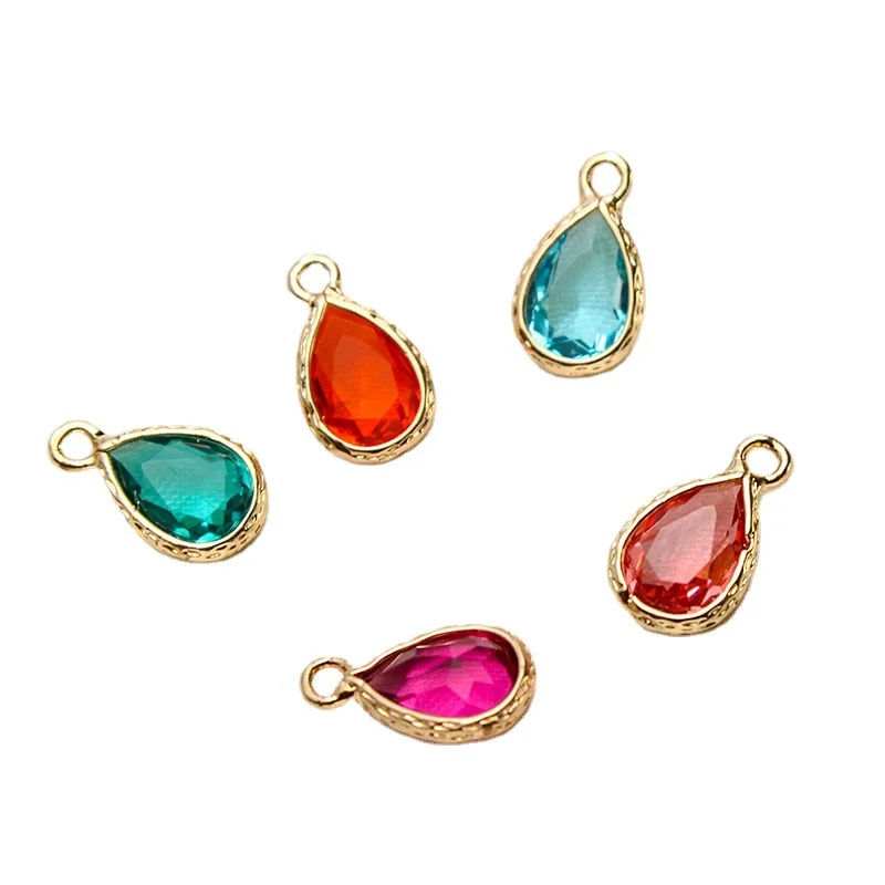 1pcs Diy Jewelry Accessories Copper Edging Colorful Drop Earrings Pendant Necklace Bracelet Pendant Material Handmade Charms