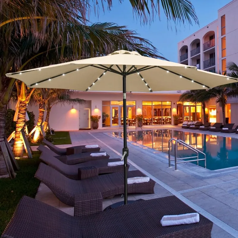 Sonnenschirm 10ft mit 32 Solar LED-Leuchten-8 Rippen