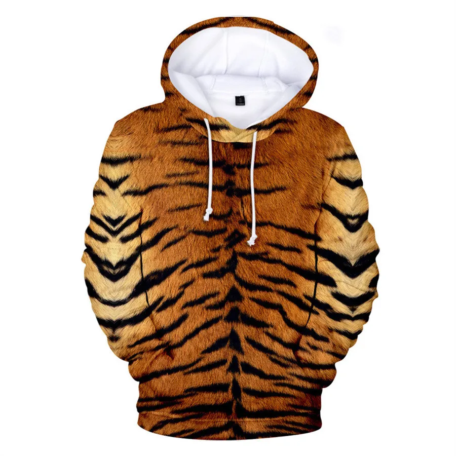 

Novelty Hoodies For Men Tiger Pattern 3d Print Leopard Tops Autumn Winter Casual Long Sleeve Oversized Tiger Hooded