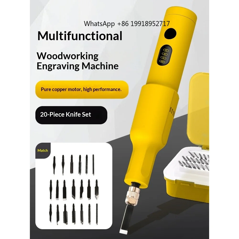 Electric Wood Engraving Machine Cordless Fine Carving Knife Chisel Set Engraving Pen Woodworking Electric Drill Carving Tool