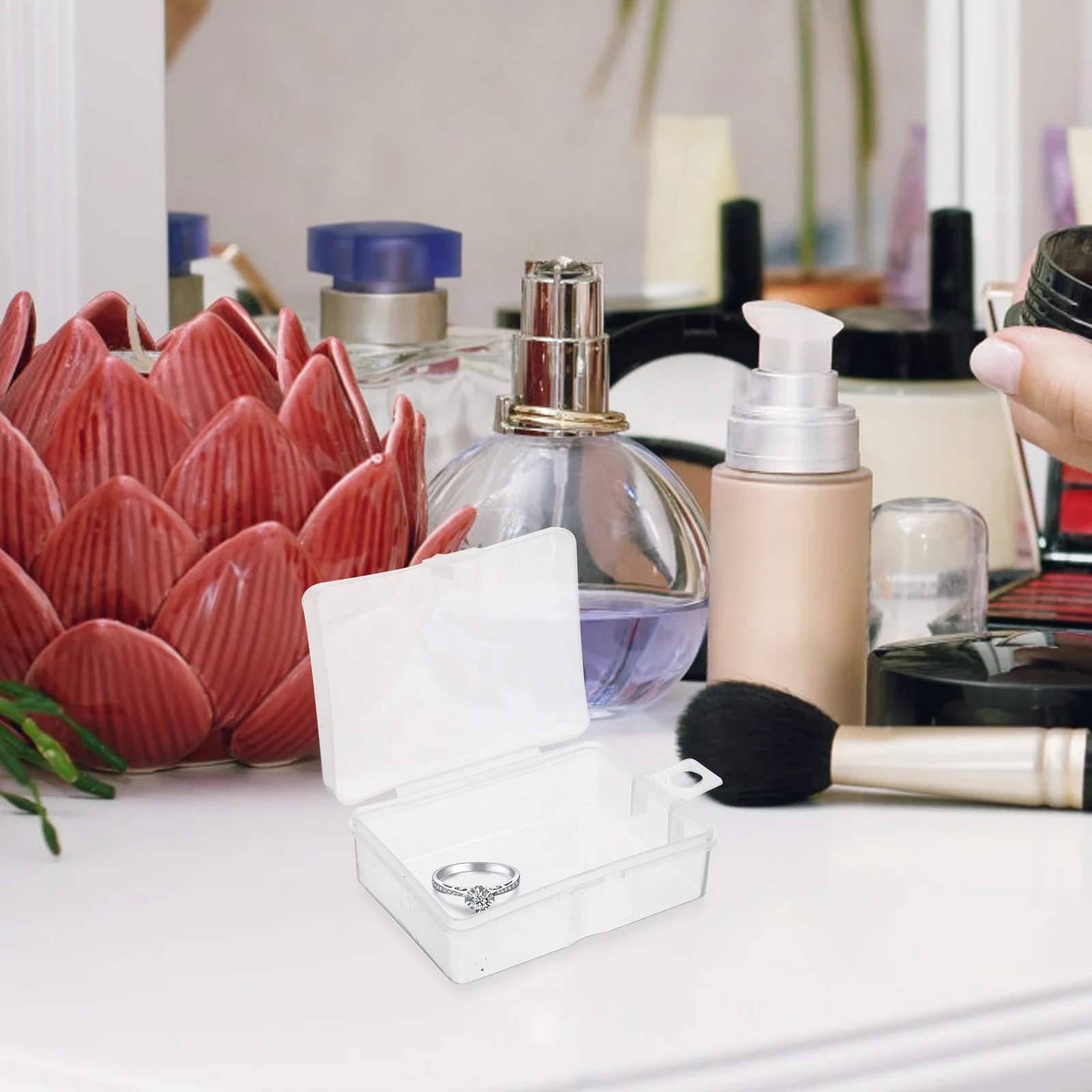 

10Pcs Lockable Mini Storage Boxes Portable Clear Organizer Multipurpose Jewelry Beads Storage Case Clear Plastic Containers