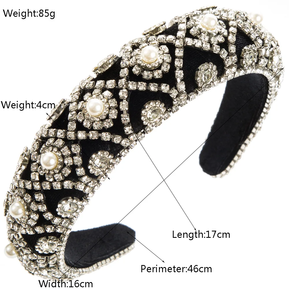 Fashion Flannel Baroque Heavy Industry Full Diamond Headband Vintage Court Style Elegant Dinner Hair Accessories