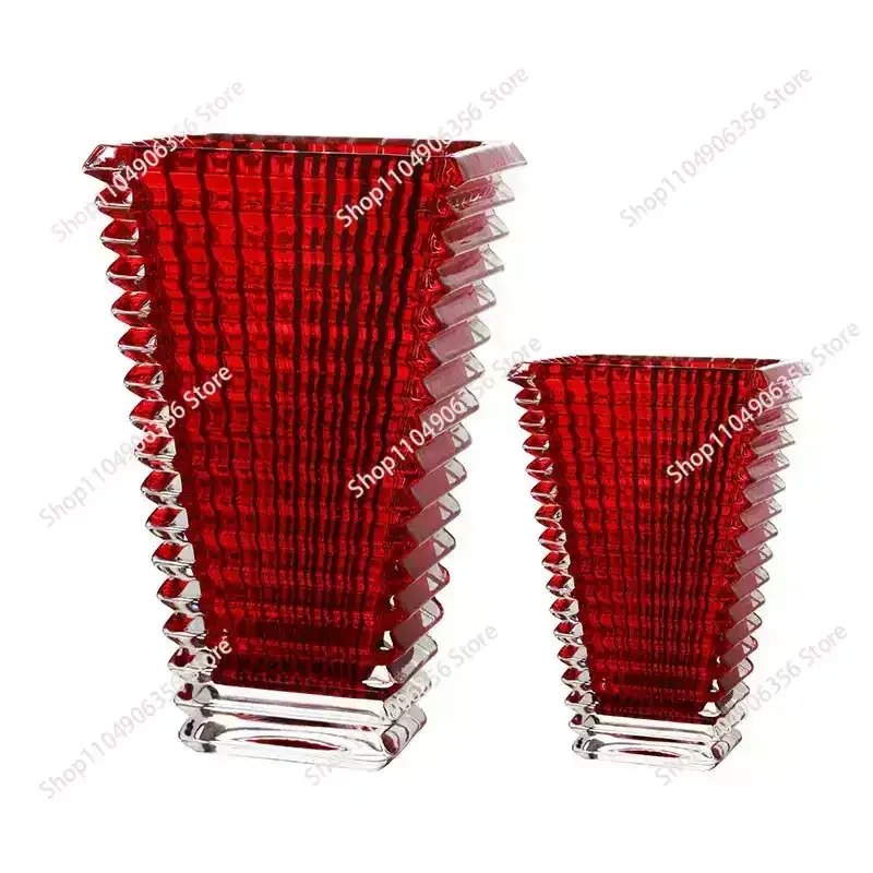 Square crystal glass vase water raising flowers lily European style living room entrance desk flower arrangement