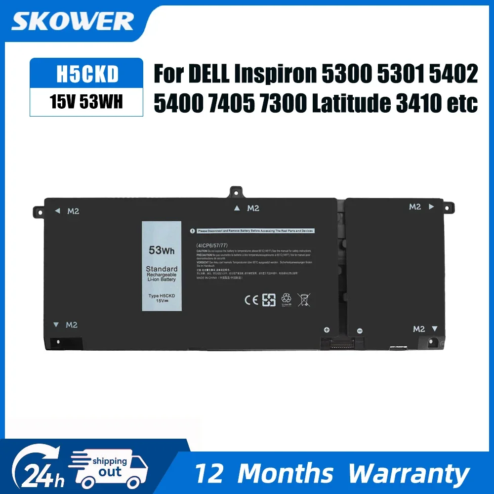 SKOWER JK6Y6 H5CKD Battery for Dell Inspiron 5408 5409 5501 5502 5508 5509 Vostro 5300 5301 5401 5402 Latitude 3410 3510 P129G