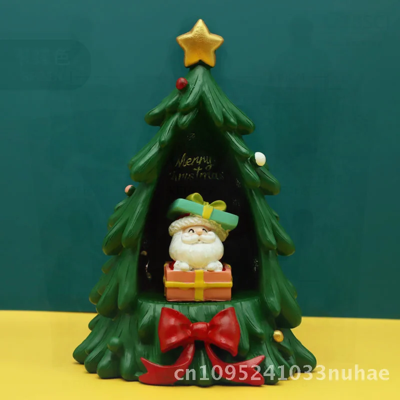 

Creative Resin Santa Claus Night Light Star Lamp Desktop Decoration Christmas Festival Gift Ornament with Gift Bag Holding