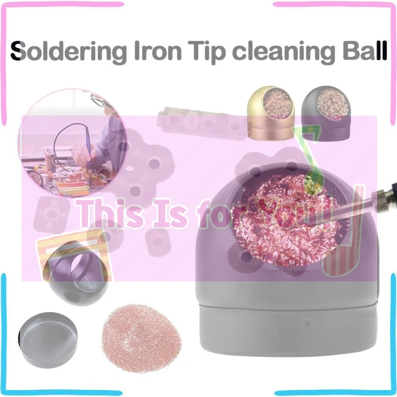 【MA】Soldering Iron Tip Cleaning Ball With Copper Coil Sturdy Holder No Water Needed For DIY Electronics Repair Projects