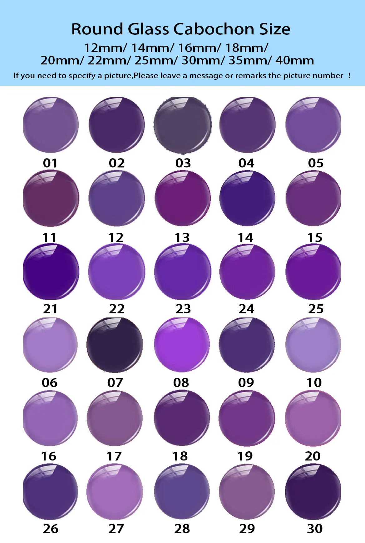 Random Mixed Round/Oval/Square 30 Color Card Ultraviolet Purple Photo Glass Cabochon Flatback Demo Cameo For Diy Jewelry Making