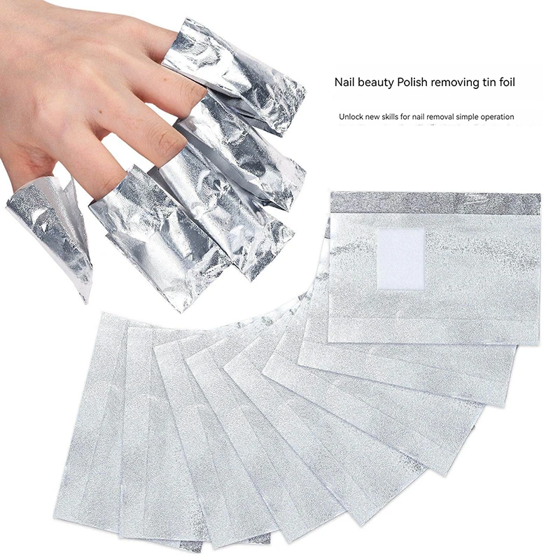 50/100pcs/set Nail Removal Aluminum Foil Paper with Cotton Pads Removal Nail Art Removal Tin Foil Tool Nail Supplies