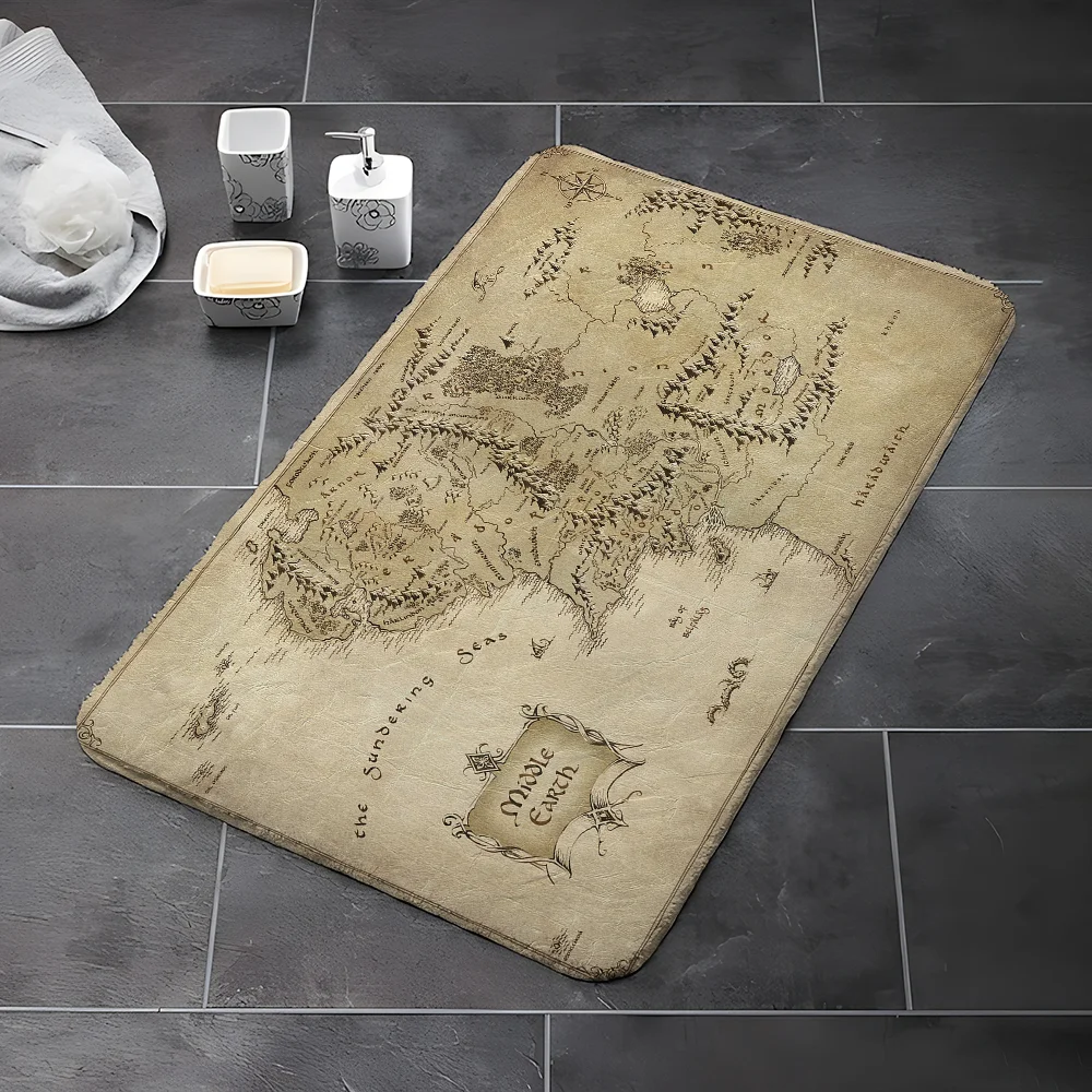 The Lord of the Rings Map Foot Mat Carpet for Bedroom Mats Floor Bath Mat Washable Non-slip Kitchen Rug Cute Room Decor Balcony