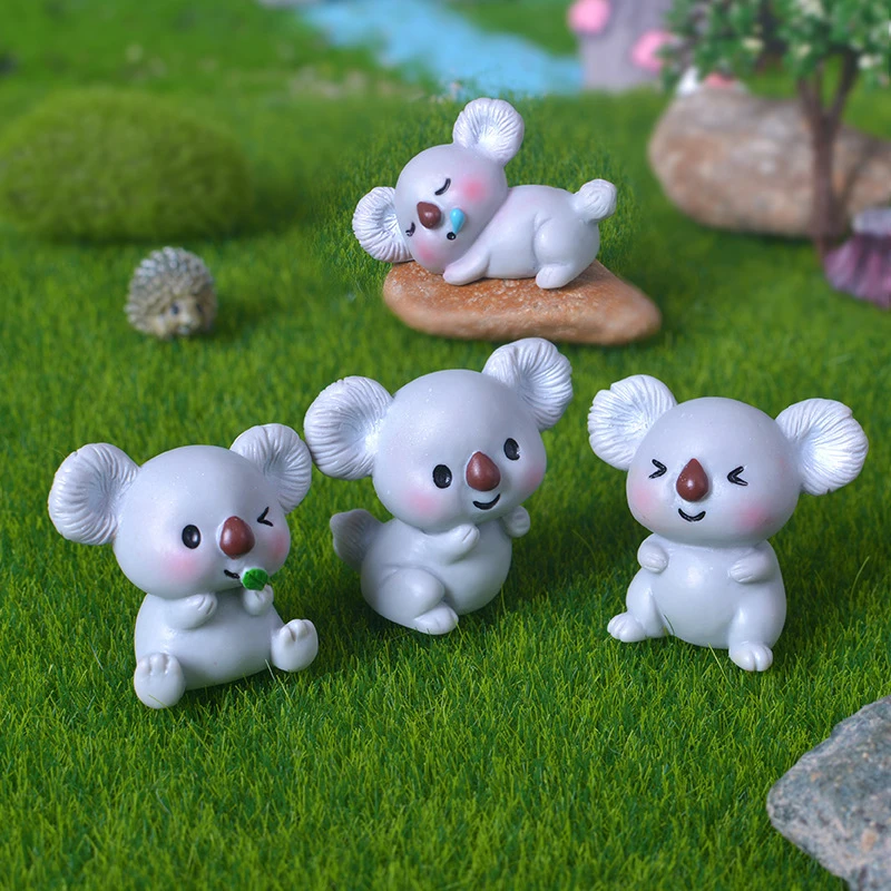 Figurines Miniatures Cute Cartoon Koala Animal Micro Landscape Ornaments For Home Decorations Room Decor DIY Desktop Accessories