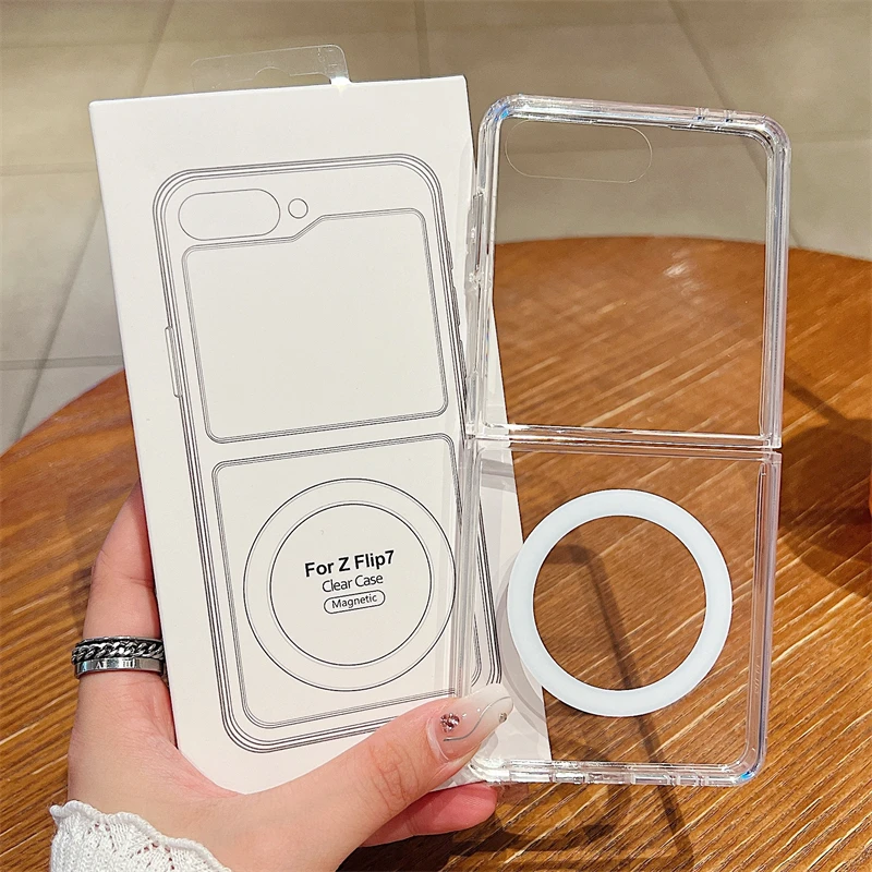 Magnetic Transparent Shockproof Acrylic Case For Samsung Z FLIP 7 Flip 6 Zflip 5 Flip 4 3 5G For Magsafe Wireless Charging Cover