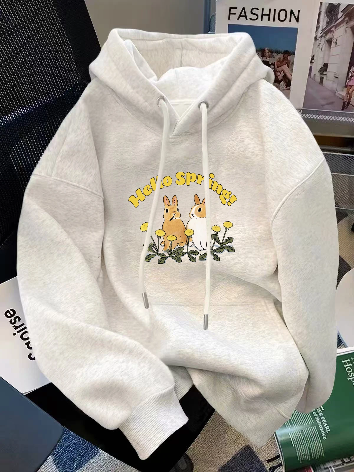 Women's Pure Cotton Hoodie Thin but Thickened Autumn Winter New Style Loose Fit Inner Wear Hat Sweater Coat Top
