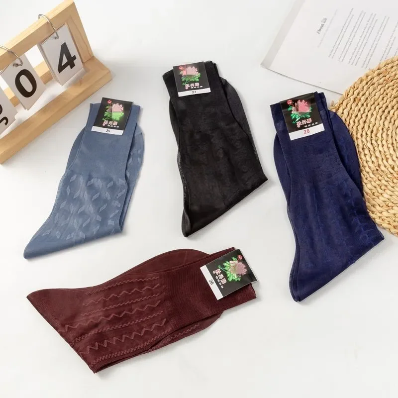 10 Pairs Summer Men Socks Brand Thin Business Dress Socks Wholesale Multicolour Loose Vintage Mid Calf Socks for Man Stockings